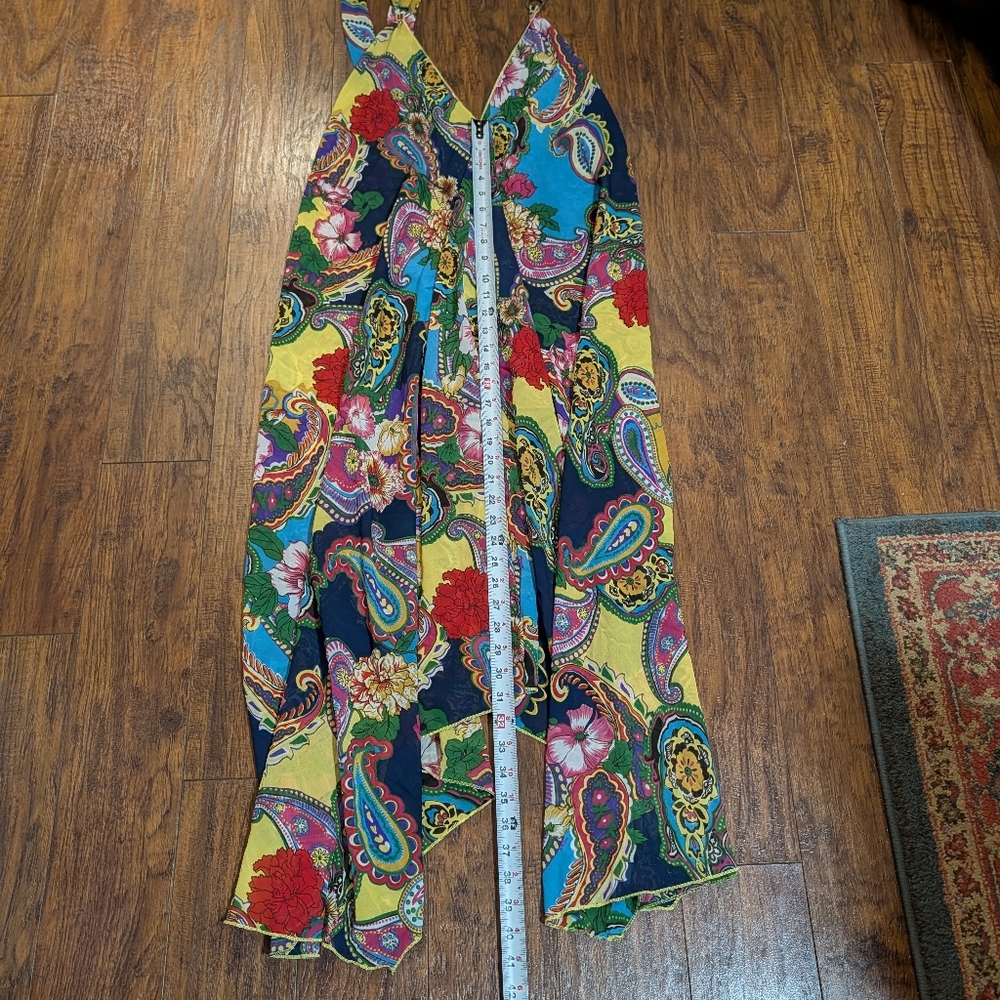 NWT Zury Free Size Paisley Halter Dress Handkerchief Hem Coverup - Picture 10 of 10